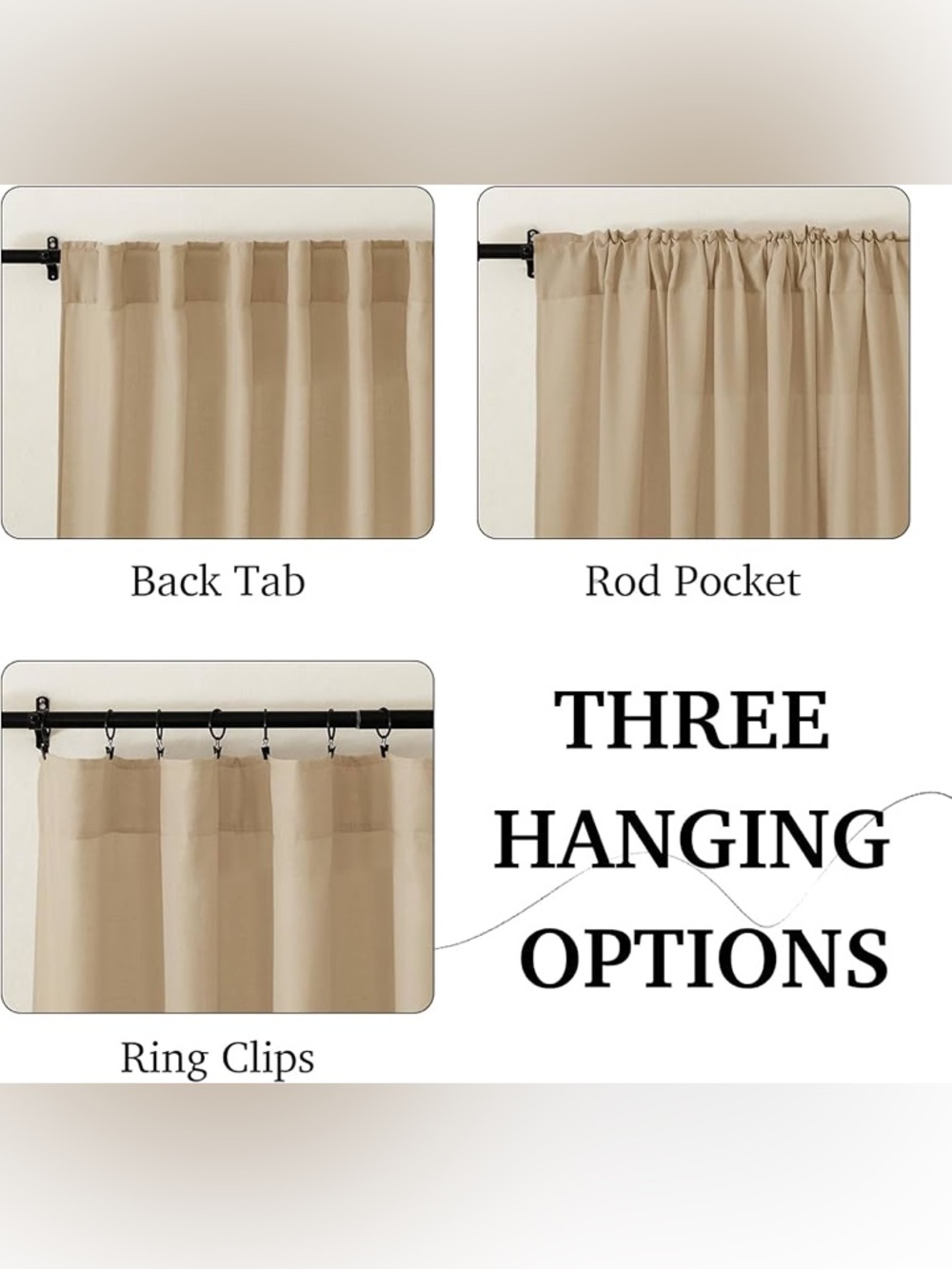 RYB HOME Camel Linen Sheer Curtains - Picture 2 of 8